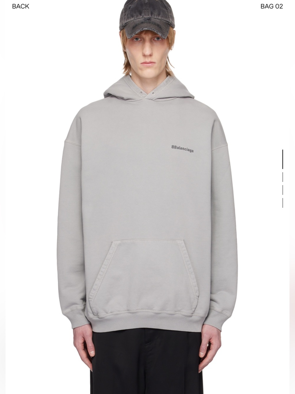 Authentic Balenciaga Light Grey Pullover Hoodie with Subtle Logo